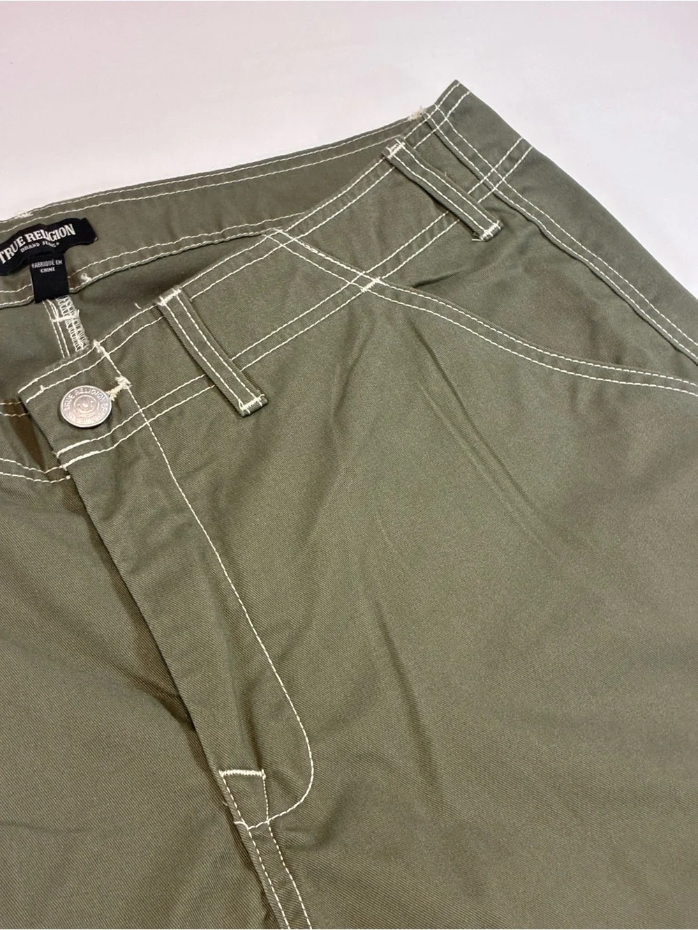 True Religion Olive Green Cargo Pants with Utility Pockets